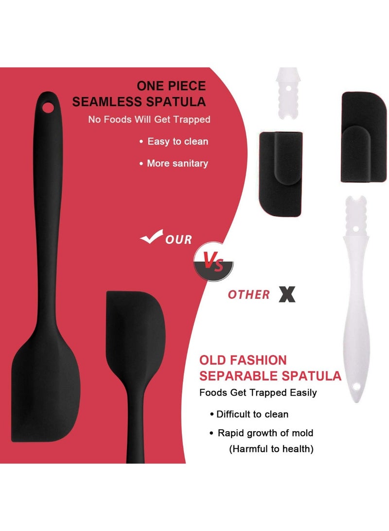 Silicone Spatula Set - 6 Piece Non-Stick Rubber Spatula Set with Stainless Steel Core - Heat-Resistant Spatula Kitchen Utensils Set for Cooking, Baking and Mixing - Black - Image 3